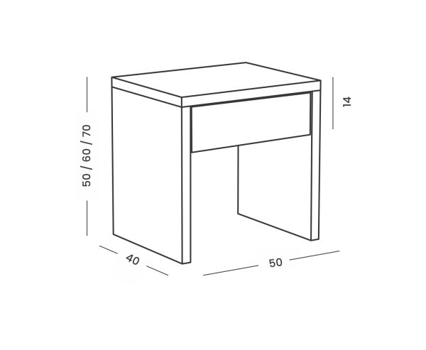 Bedside table White - dimensions